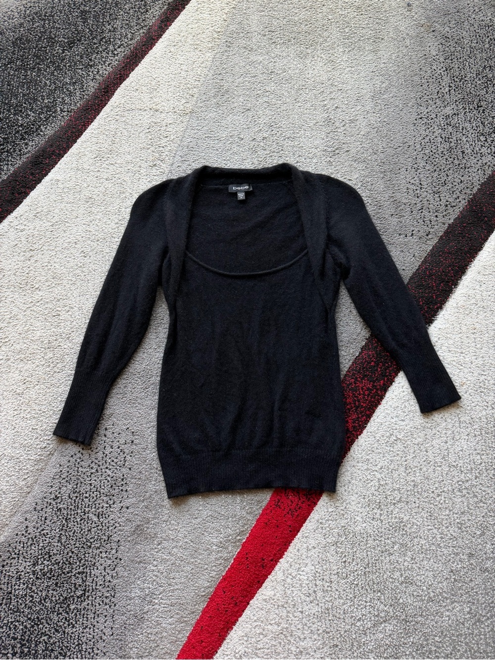 Bebe Black Cashmere Scoop Neck Sweater Top